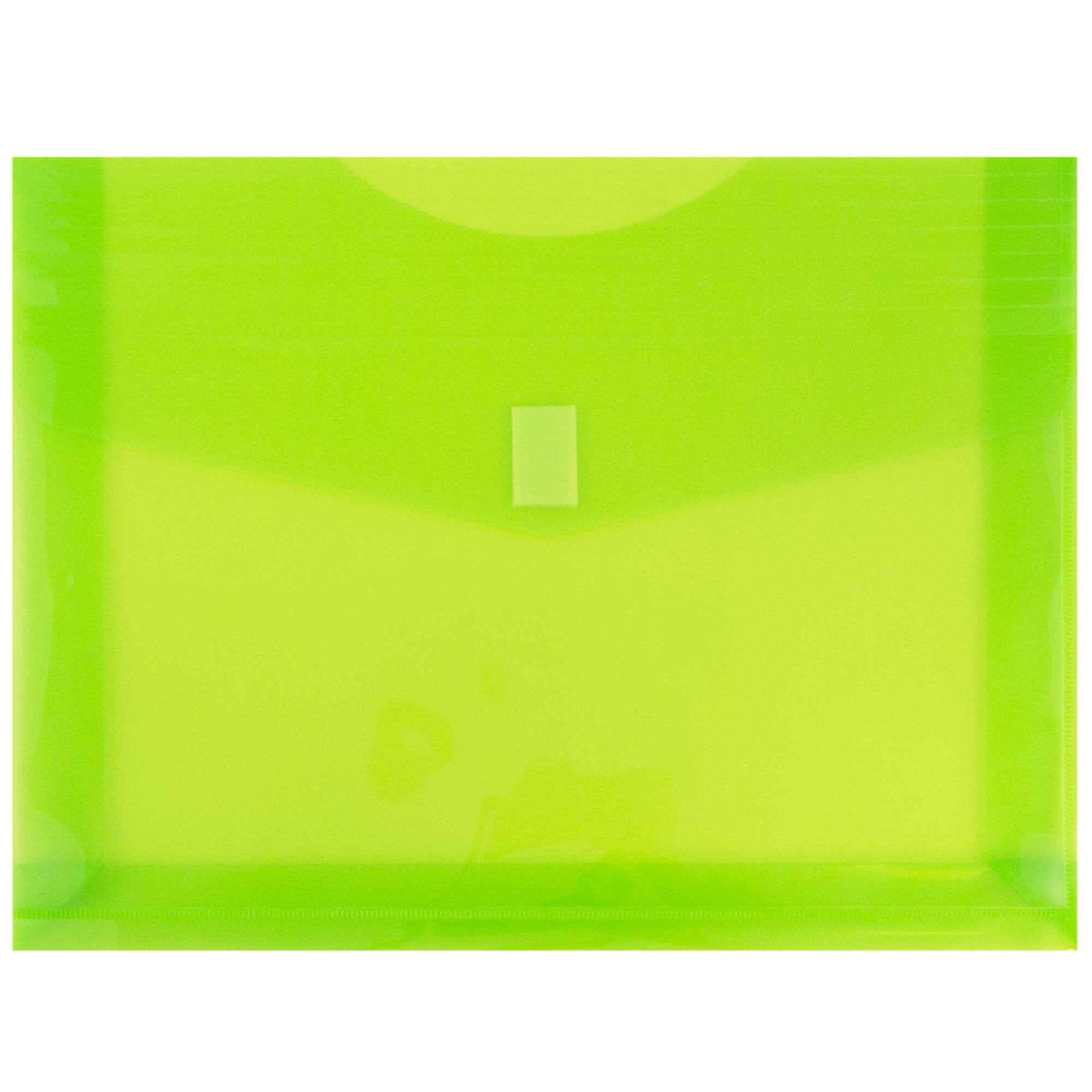 JAM Paper 9.75" x 13" Lime Green Plastic Hook & Loop Closure Envelopes, 12ct.